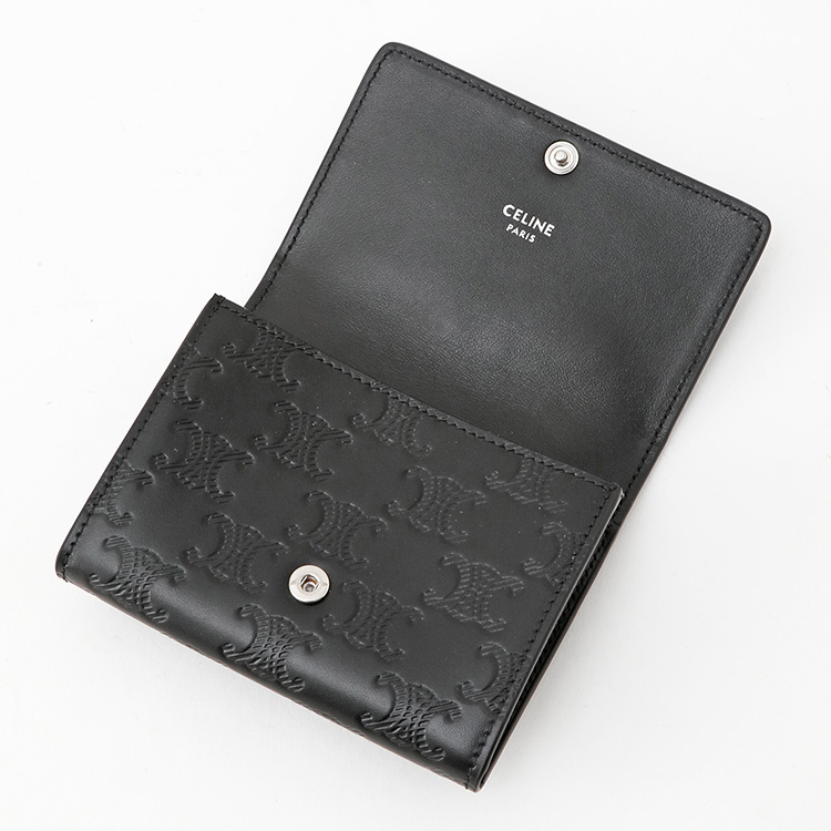 【極美品】CELINE カードケース ブラック レザー 名刺入れ 大容量 CELINE（セリーヌ） 名刺入れ ビジネスカードホルダー 10M243FQD-38SI