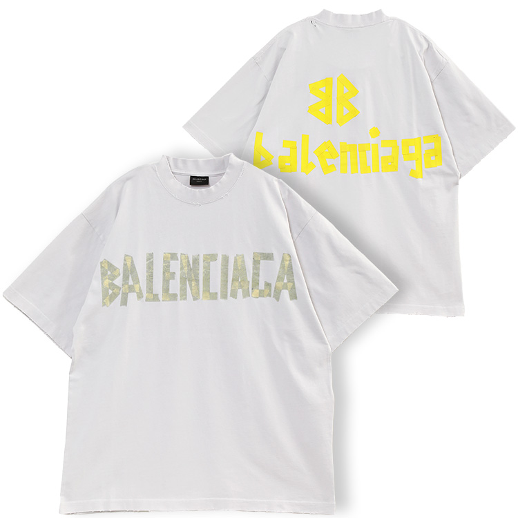 バレンシアガ BALENCIAGA Tape Type Tシャツ ミディアムフィット 739784-...