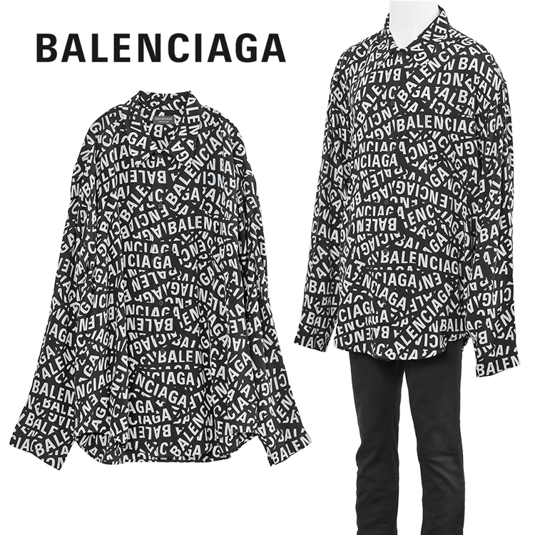 バレンシアガ BALENCIAGA 総柄 シャツ オーバーサイズ オール 