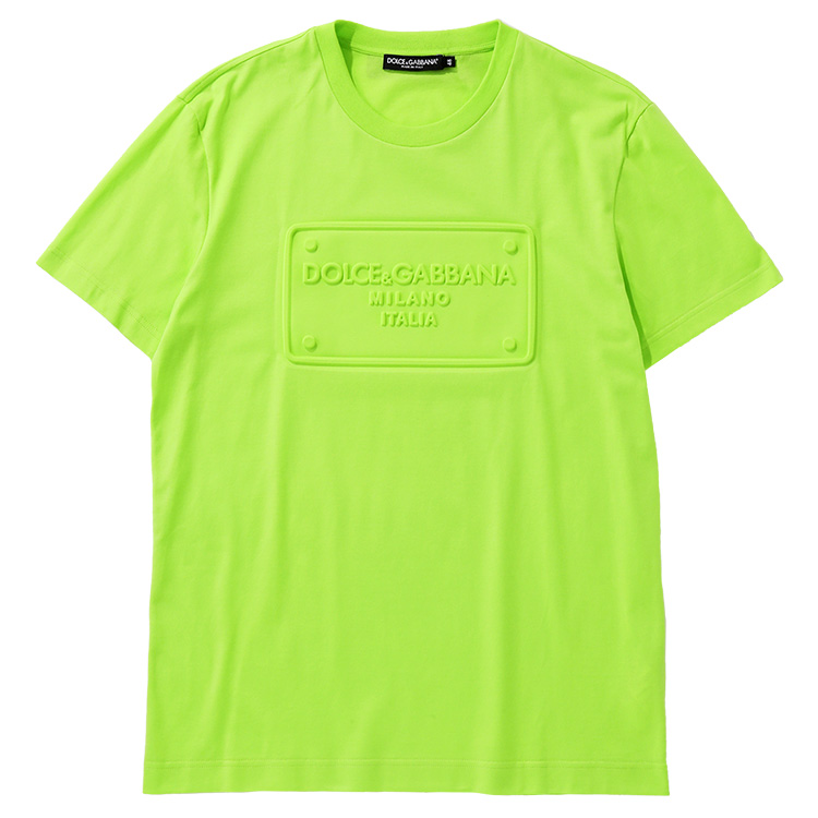 ドルチェ&amp;ガッバーナ DOLCE&amp;GABBANA Tシャツ エンボスプレート ライムグリーン G8P...