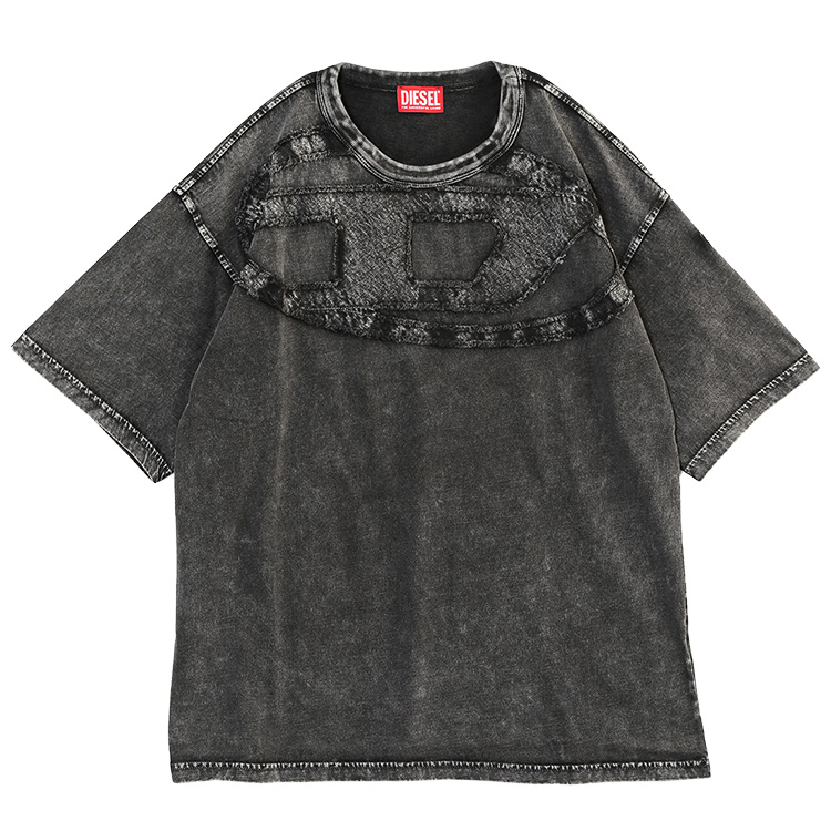 ディーゼル DIESEL Tシャツ オーバルD T-BOXT-DEN A19545-0HGBX メンズ ユーズド加工 ガーメントダイ ブラックの画像