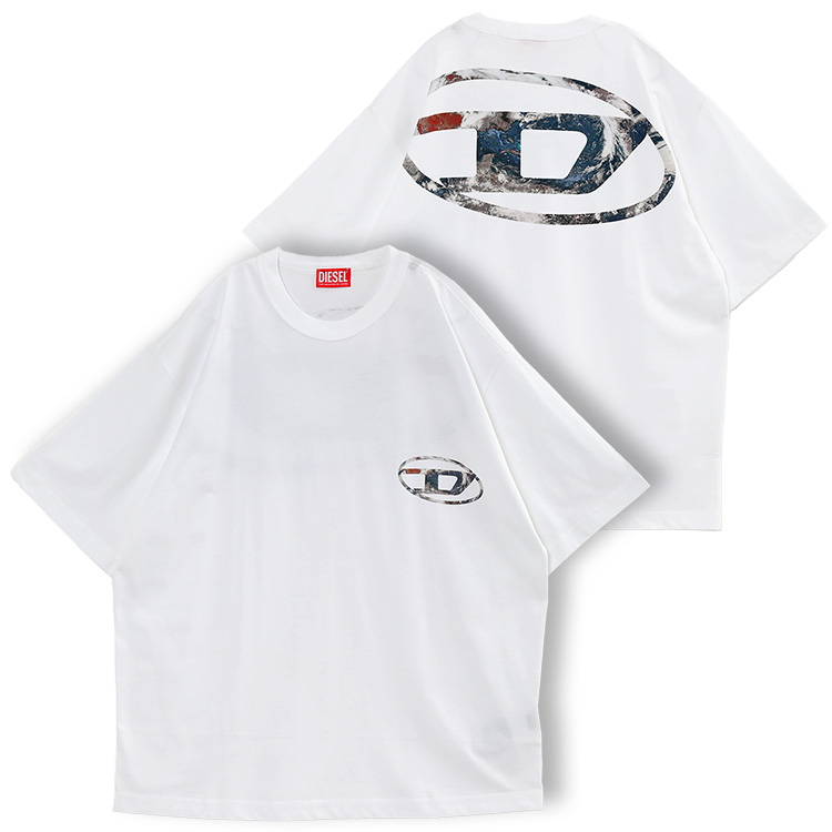 ディーゼル Tシャツ DIESEL オーバルＤ Globe From Above デジタルプリント A11079-0CATM T-WASH-L6-100