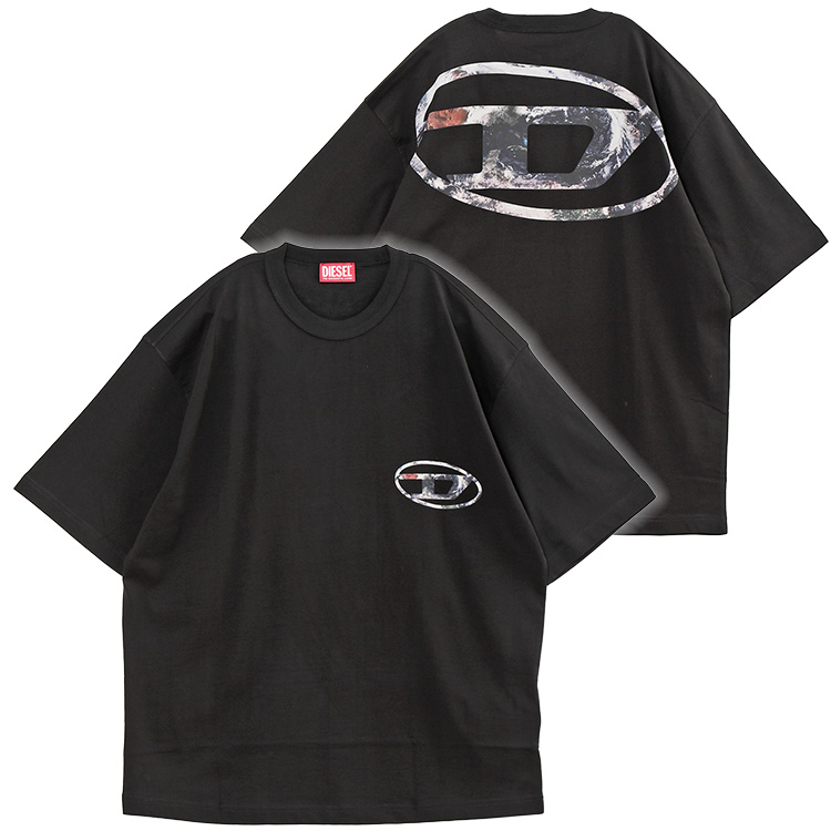 ディーゼル Tシャツ DIESEL オーバルＤ Globe From Above デジタルプリント A11079-0CATM T-WASH-L6-900