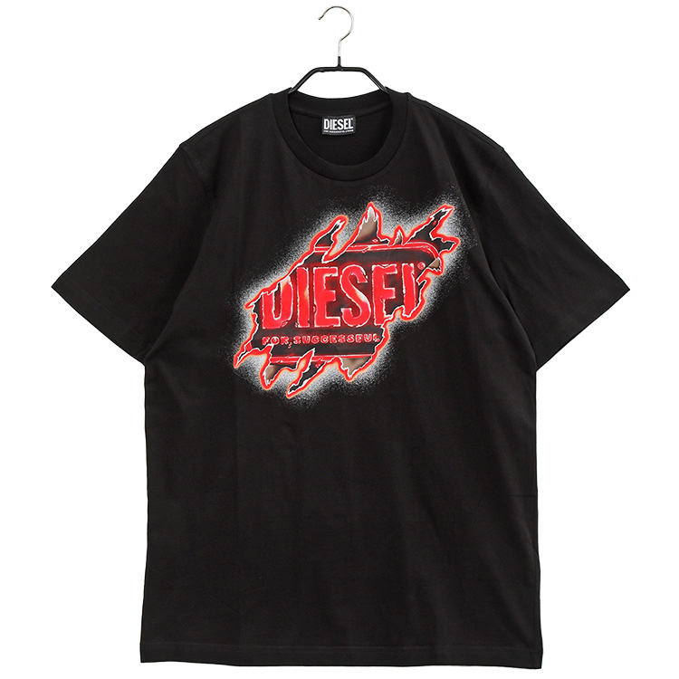 ディーゼル メンズ Tシャツ ジャスト レギュラーフィット A09754-0AAXJ T-JUST-E43-9XX ブラック｜importbrand-jp｜02