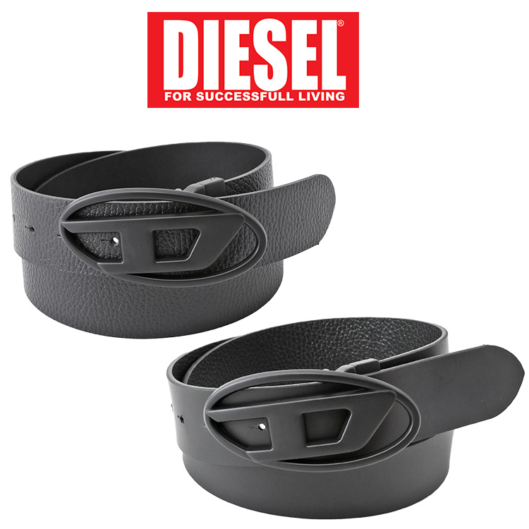 DIESEL (ディーゼル) 牛革 オーバルロゴ バックル留め ベルト