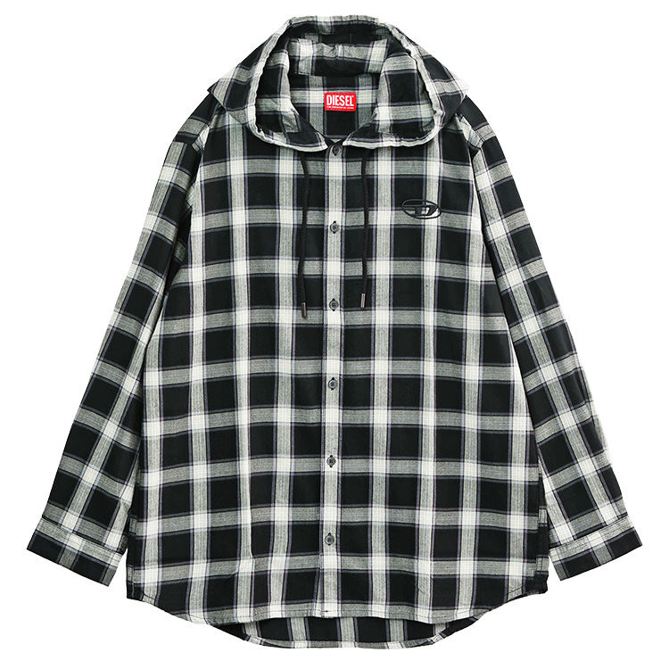 ディーゼル DIESEL シャツ パーカー フランネル S-IX-AJFI A20664-0AJFI-9XXB メンズ ガーメントウォッシュ オーバルD刺繍の画像
