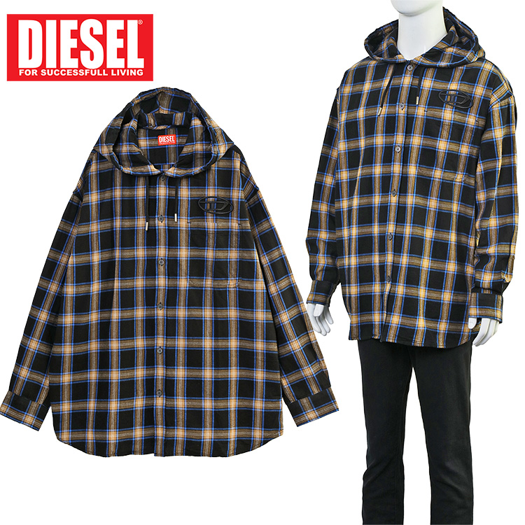 DIESEL（ディーゼル） オーバルD チェックシャツ パーカー A19446
