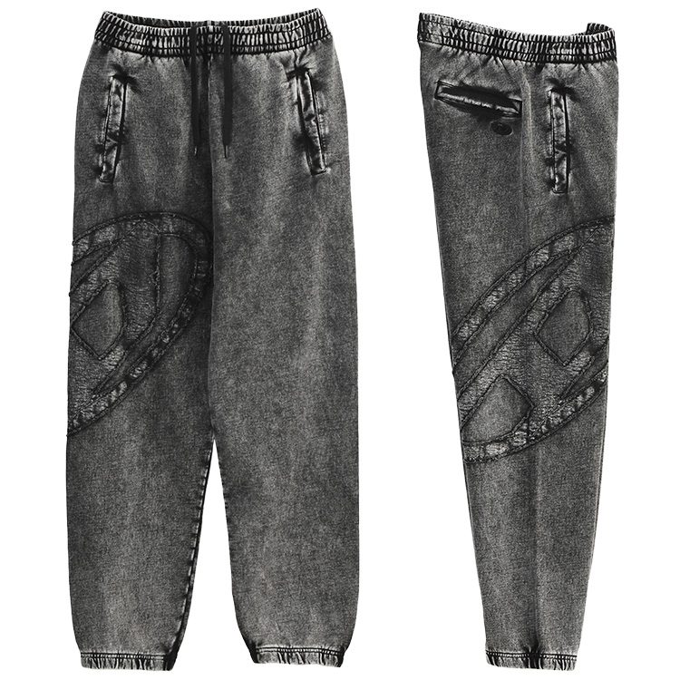 ディーゼル DIESEL スウェットパンツ オーバルD P-MARKY-DEN A19324-0KIBZ メンズ デニムライク ユーズド加工 ブラックの画像