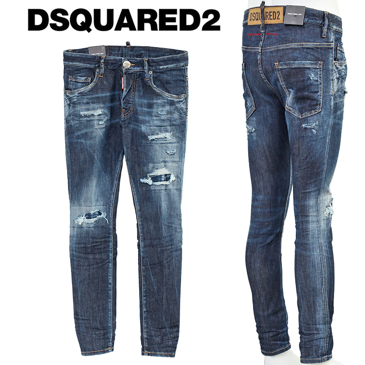ディースクエアード DSQUARED2 スーパー ツインキー ジーンズ Dark Ripped Wash Super Twinky Jeans  S71LB1258-S30789-470