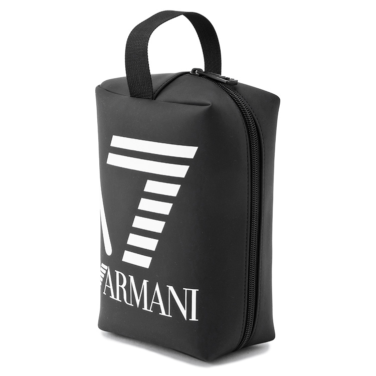 【未使用品】EMPORIO ARMANI レザートラベルポーチ 黒 フック付き EA7 エンポリオ アルマーニ EMPORIO ARMANI トラベルポーチ セカンド