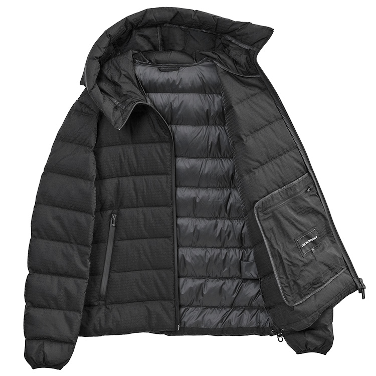 EMPORIO ARMANI アルマーニ メンズ 総柄 ダウン フード付き ナイロン
