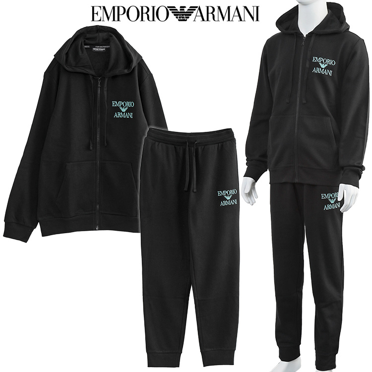 エンポリオアルマーニ EMPORIO ARMANI セットアップ パーカー スウェット パンツ 111784/111873-3F571-00020  ブラック