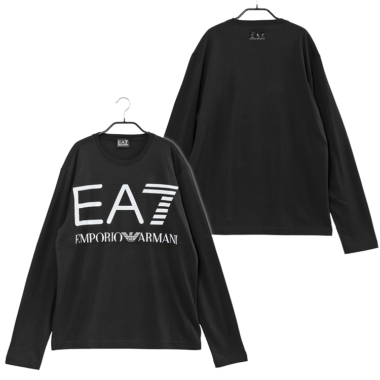 EA7 EMPORIO ARMANI ロンT 長袖 Tシャツ 光沢 ホワイトロゴ 6LPT25