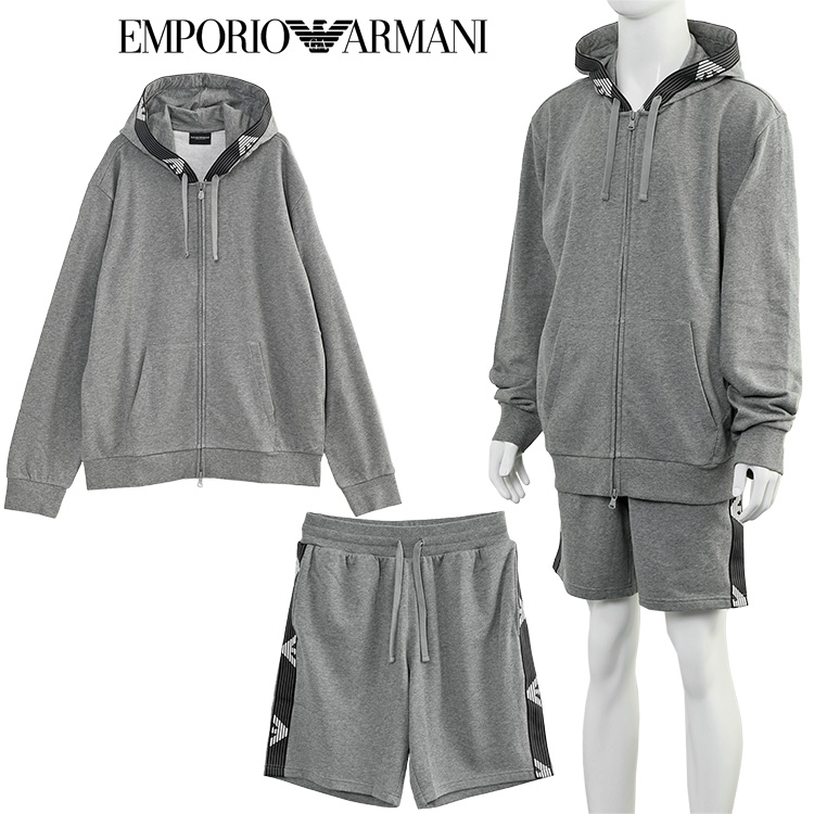 『EMPORIO ARMANI』　スウェット　ハーフジップ　アイボリー　【S】 EMPORIO ARMANI エンポリオ・アルマーニ ジップパーカー ハーフ
