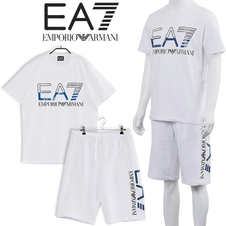 EA7 エンポリオ アルマーニ セットアップ Tシャツ × スウェット ハーフパンツ 3RPT07-PJLBZ/3RPS57-PJLSZ-1100  ホワイト :ea24022302:IMPORTBRAND JP 通販 