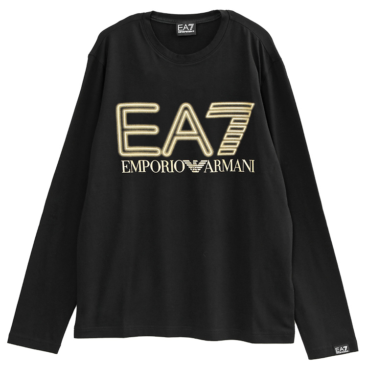 アルマーニ EA7 EMPORIO ARMANI ロンT 長袖 Tシャツ スプレーロゴ 3DPT38-PJMUZ-0208 ブラック ゴールド｜importbrand-jp｜02