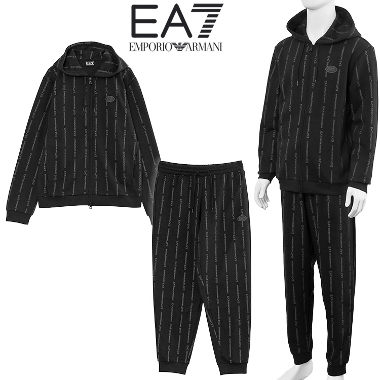 【美品】EA7 パーカー スウェット セットアップ EA7 エンポリオ アルマーニ 総柄 セットアップ パーカー スウェット