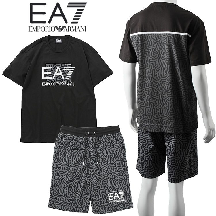 EA7 アルマーニ セットアップ Tシャツ × スウェット ハーフパンツ