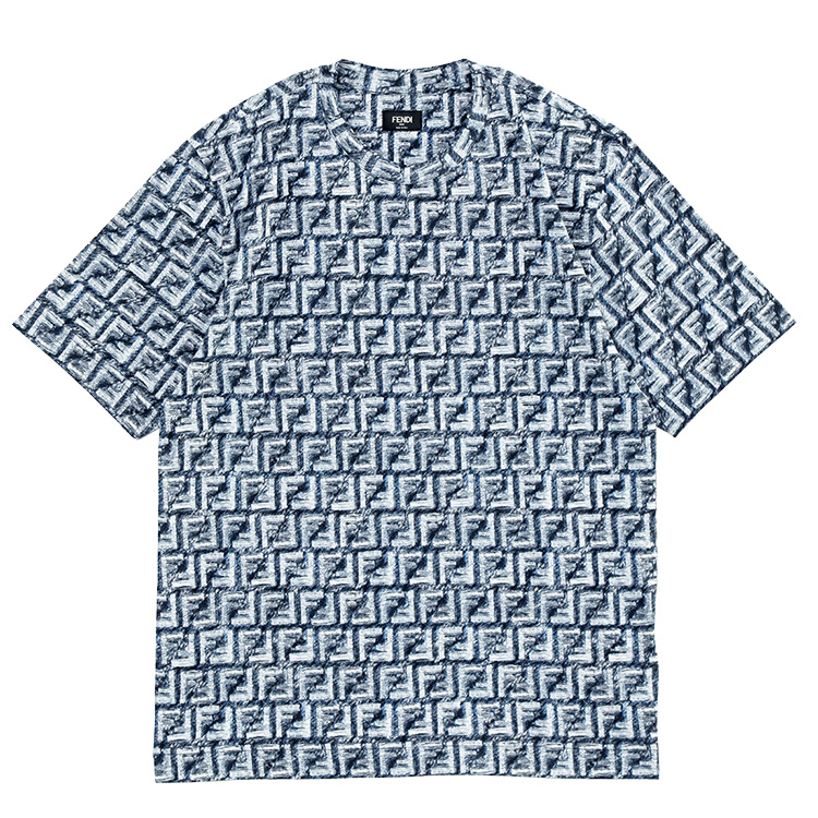 フェンディ FENDI ブルー FFコットン Tシャツ FY0936-AR79-F04V6