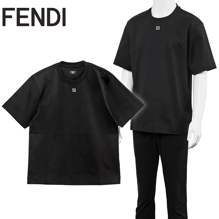 ✨FENDI フェンディ シンプル 立体 ラバー ロゴ Tシャツ✨ FENDI（フェンディ） FENDI Tシャツ ブラック FFメタルロゴ オーバー