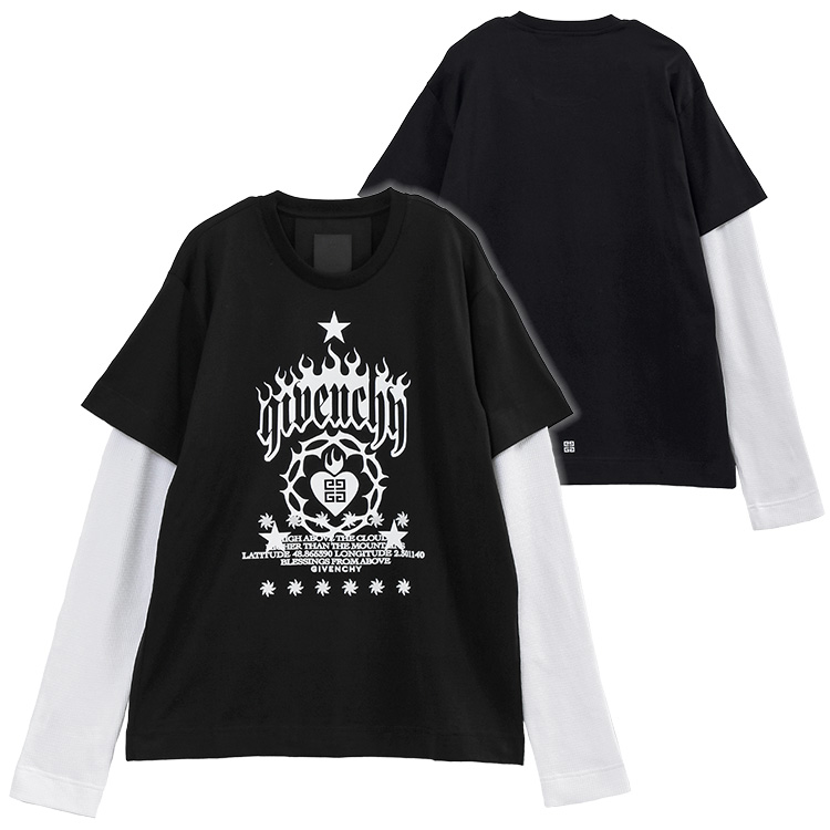 ジバンシィ GIVENCHY ロンT レイヤード Tシャツ BM71G53YHU-001 BLACK｜importbrand-jp｜02