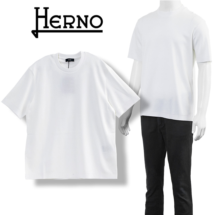 HERNO メンズ 半袖Tシャツ JG000206U 52059 1000 HERNO ヘルノ ニット Tシャツ JG000206U-52059-1000_BIANCO