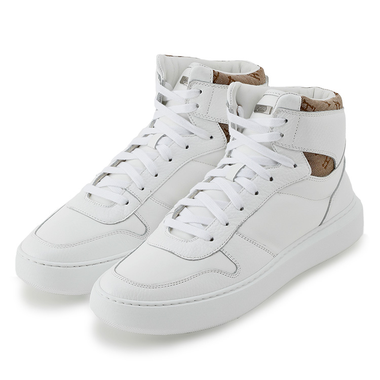ヘルノ HERNO ハイカット レザー スニーカー SH012UM-SHOE7-1021_BIANCO_BEIGEの画像
