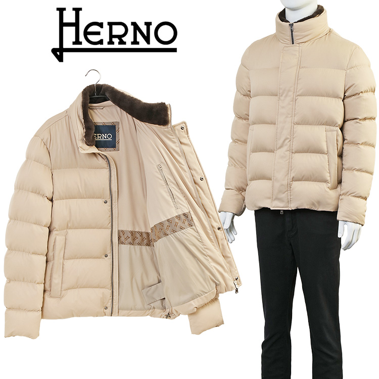 ピース Herno ベージュ ダウンジャケット 42 Herno ベージュ ダウンジャケット サイズ42