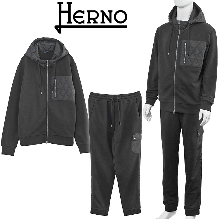 超美品‼︎ HERNO ヘルノ スウェットジップアップブルゾン HERNO（ヘルノ） セットアップ パーカー スウェット パンツ JC000060U
