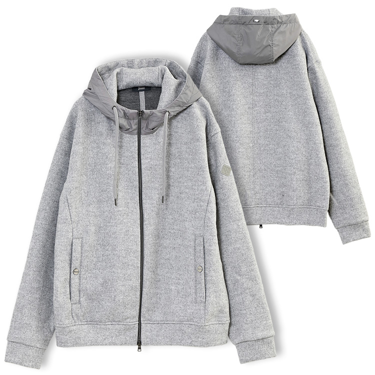 HERNO（ヘルノ） ストロングウール パーカー ナイロンフード ボクシー