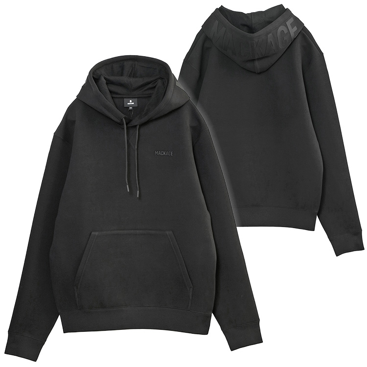マッカージュ MACKAGE 同色ロゴ パーカー ダブルフェイスジャージー KOLTON-Z-BLACKの画像