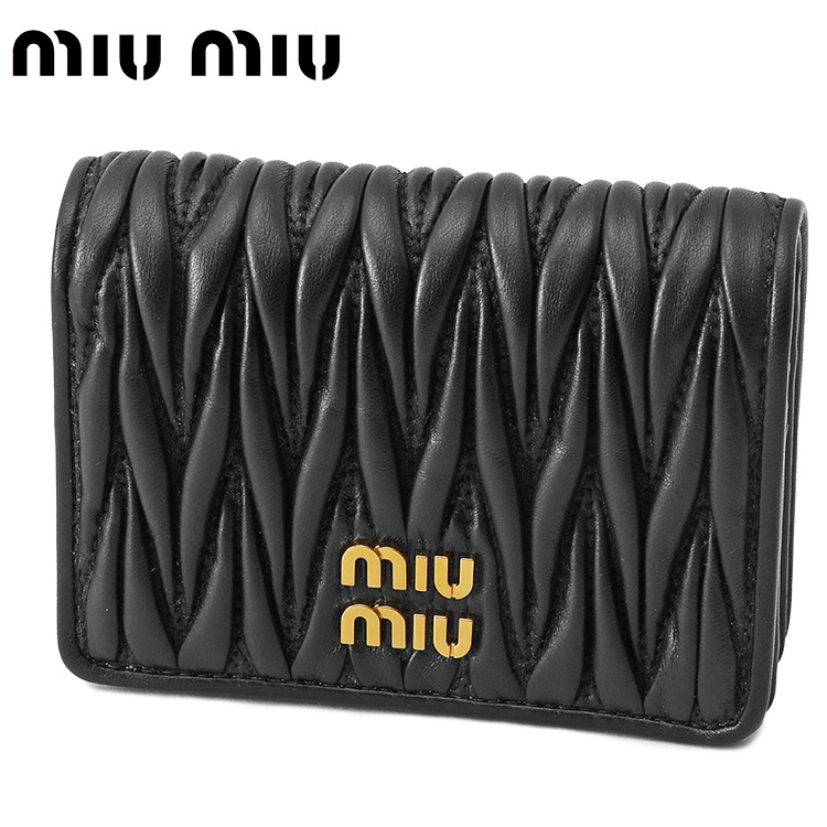 MIUMIU 黒 折り財布 ミニウォレット miu miu（ミュウミュウ） 財布 三つ折り財布 スモール レザー