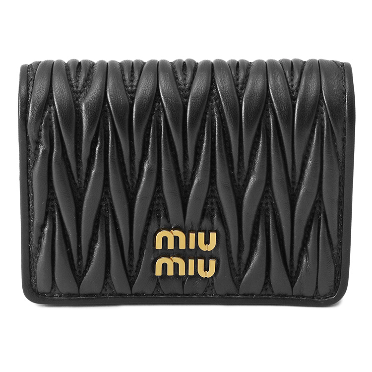 H*.様 MIU MIU ブラックレザー 二つ折り財布 美品 miu miu（ミュウミュウ） 二つ折り財布 MIUMIU 5MV021 AFPP F0002