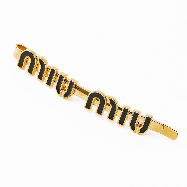 miu miu（ミュウミュウ） エナメルメタル ヘアクリップ ロゴ 5IF146