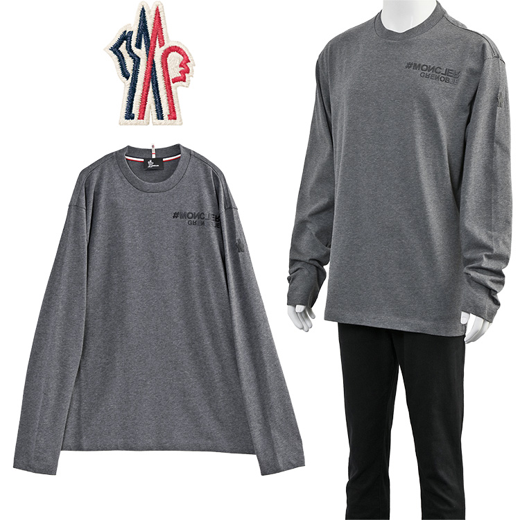極美品モンクレールデカワッペンロンT 長袖TシャツグレーサイズL