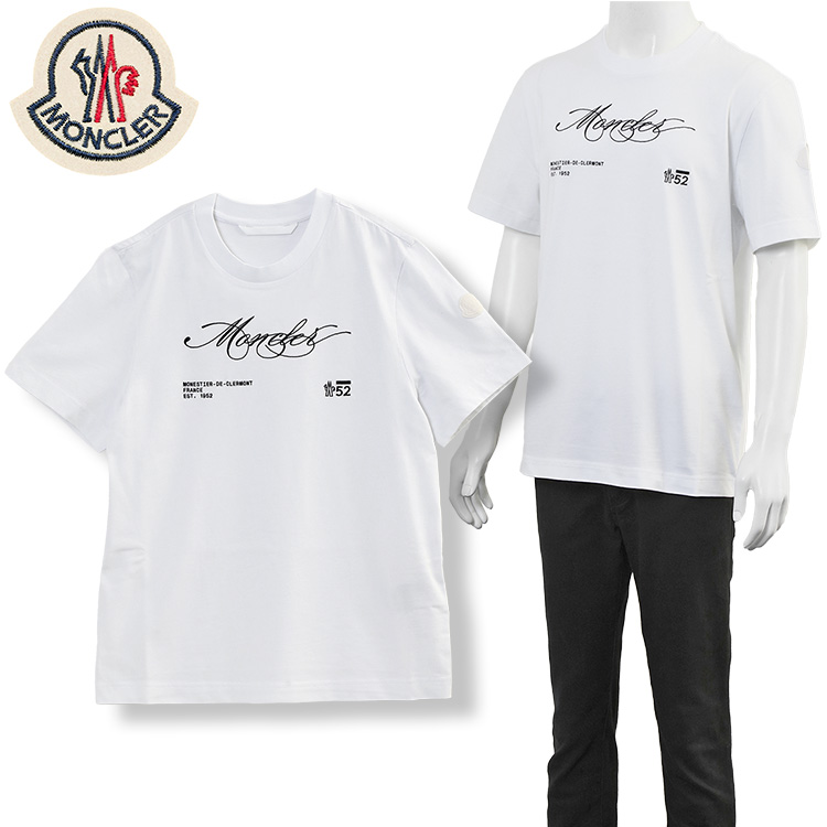 MONCLER ホワイト Tシャツ　12a MONCLER ホワイト Tシャツ 12A White Large Logo T-Shirt - kids