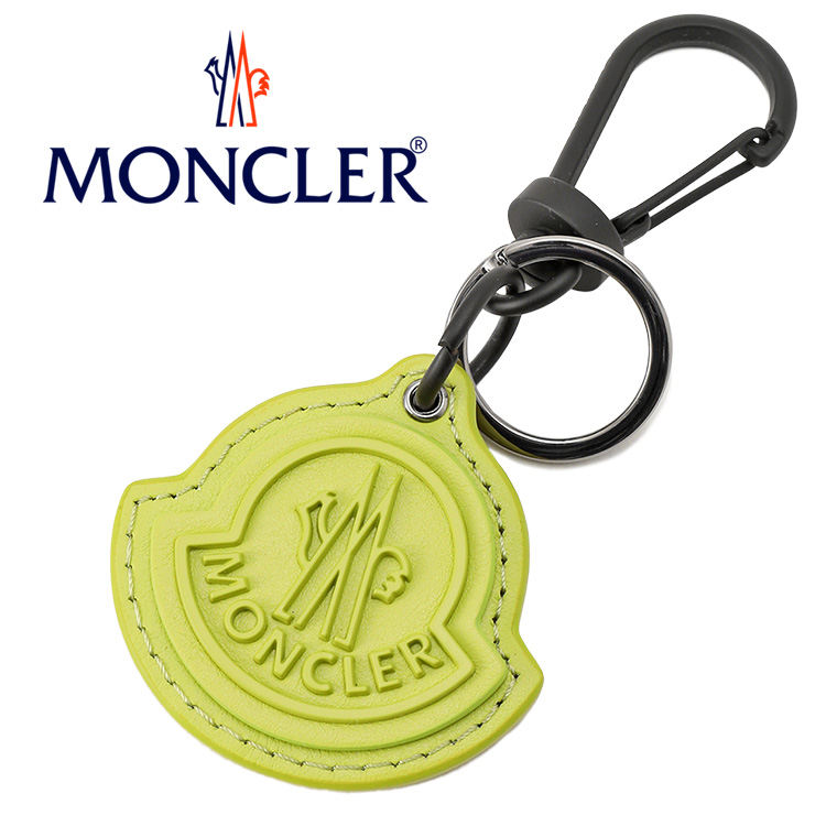 【新品未使用】MONCLER レザー キーリング MONCLER モンクレール キーホルダー バッグチャーム ロゴ レザー