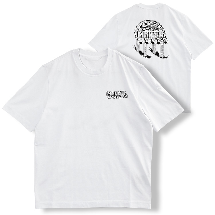 MONCLER スケッチロゴ Tシャツ 00A ホワイト 8C000-36-89AUG-00A：ホワイトの画像