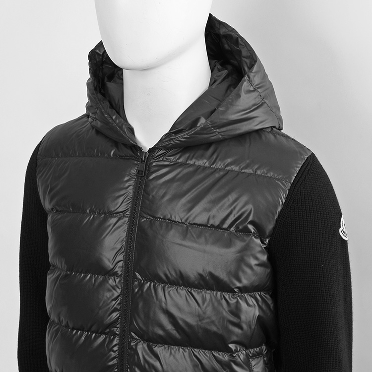 美品〕モンクレール ニットカーディガン M 黒 ナイロンジャケット 5P44