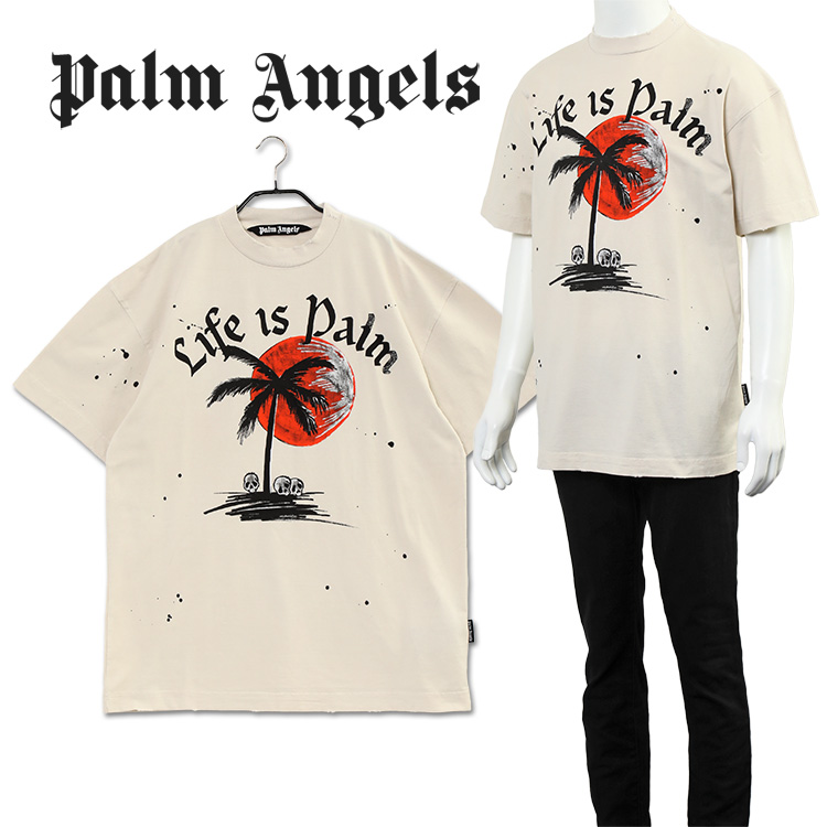 在庫わずか！Palm Angels/GARMENT DYED ロゴ 長袖Tシャツ-
