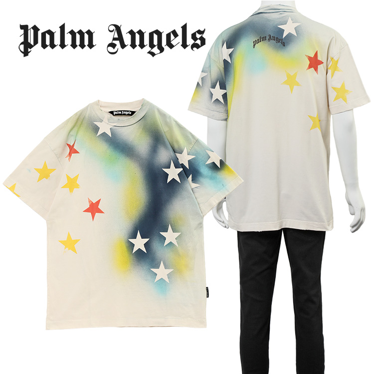 Palm Angels PMAA072S23JER006 LOGO FLAMES T-shirt White