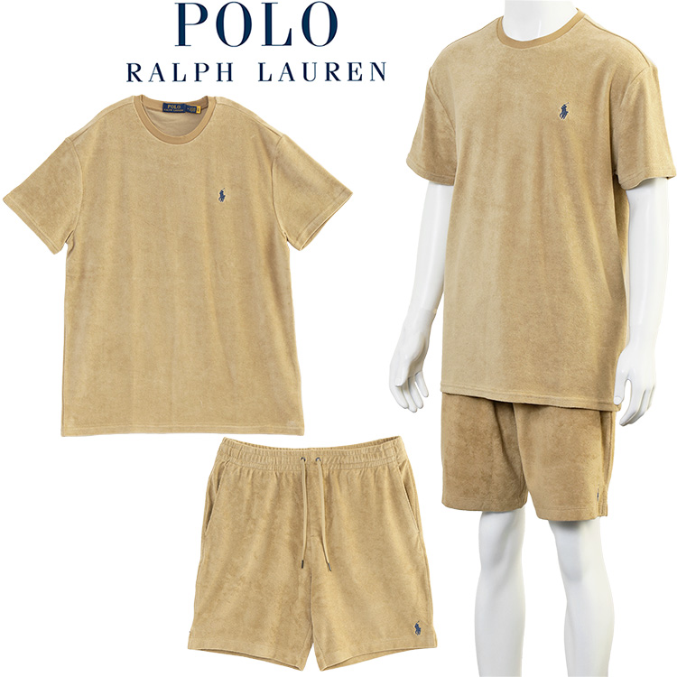 POLO Ralph Lauren パイル セットアップ テリー Tシャツ × スウェット ハーフパンツ  710901045008/710901046008-COASTAL BEIGE/ コースタル ベージュ