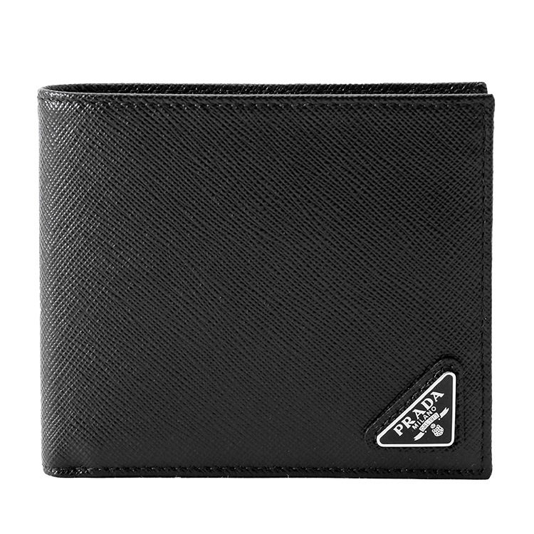 プラダ PRADA 二つ折り財布 2MO738-QHH-F0002 サフィアーノレザー コインパース付き NERO メンズの画像