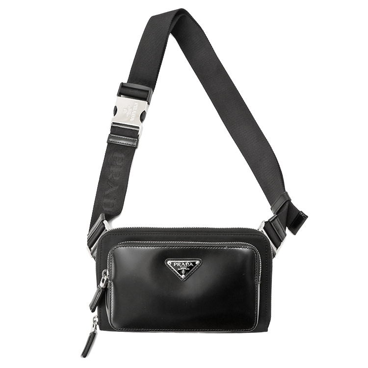 PRADA プラダ Re-Nylon xブラッシュドレザー ショルダーバッグ