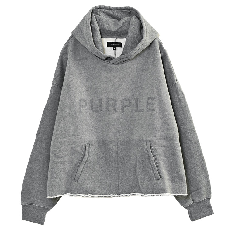 PURPLE BRAND クロップド パーカー ヘビーウェイトフリース オーバーサイズ シルエット M4104-HFMH424-HEATHERの画像