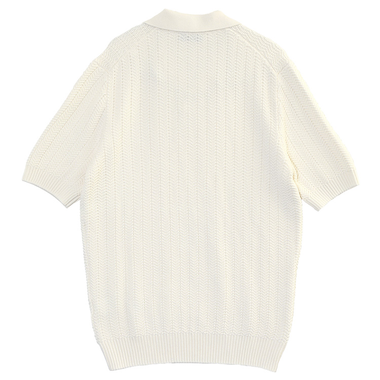 Gran Sasso（グランサッソ） リブニット スキッパーポロ アイボリー