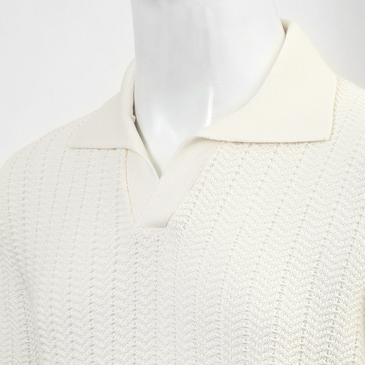 Gran Sasso（グランサッソ） リブニット スキッパーポロ アイボリー