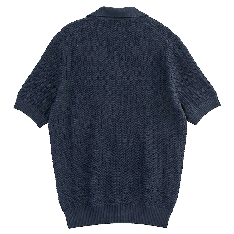 Gran Sasso（グランサッソ） リブニット スキッパーポロ ネイビー