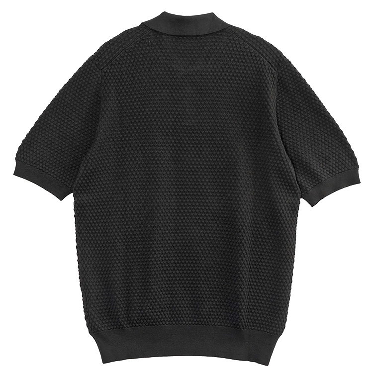 Gran Sasso スキッパー ニットポロ 46 黒 新品 Gran Sasso（グランサッソ） ポップコーンステッチ スキッパー