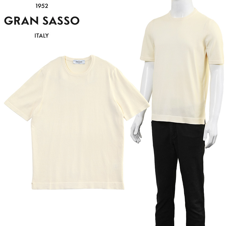 Gran Sasso（グランサッソ） ハイゲージニットTシャツ オフホワイト